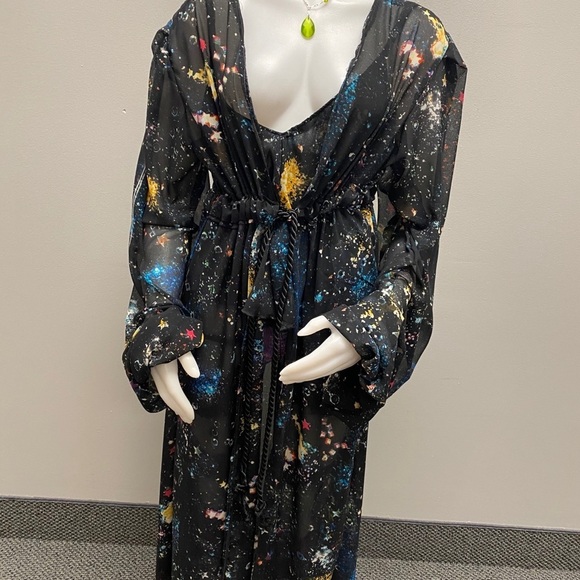 Galaxy print drawstring robe - Picture 3 of 5